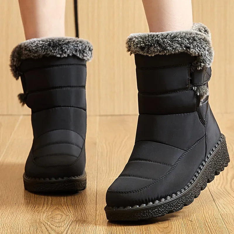Women's Waterproof Fur-Lined Ankle Snow Boots | Low Wedge Women's Snow Boots Axl