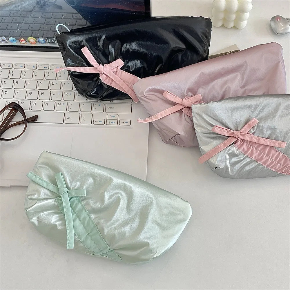 Large Capacity Bowknot Pencil Case – Cute Bow Zipper Pouch Pencil Case Axl