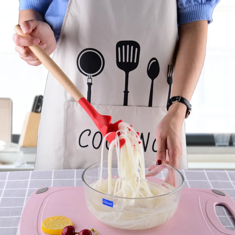 Silicone Pasta Scoop & Noodle Serving Spoon | Kitchen Strainer Pasta Serving Utensil Axl
