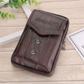 Men's Cowhide Leather Phone Pouch – Belt Waist Bag Leather Phone Pouch Axl Coffee-Vertical