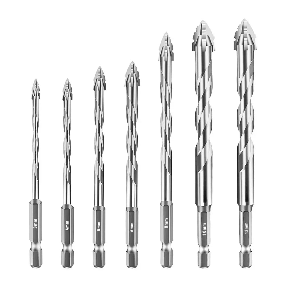7-Piece Eccentric Drill Bit Set – Hex Shank Glass & Masonry Masonry Drill Bit Set Axl