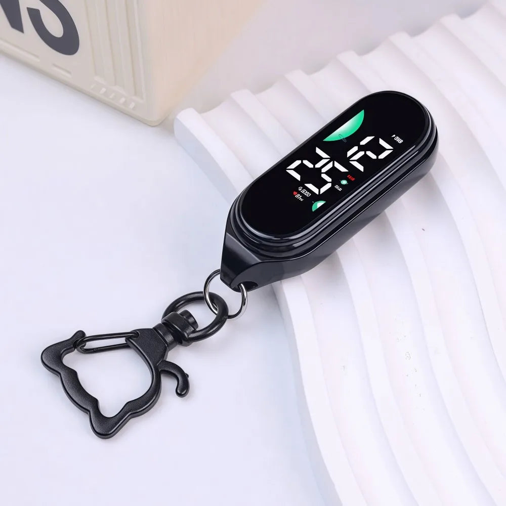 LED Digital Hanging Pocket Watch with Night Light Display Digital Pocket Watch Axl B-Black