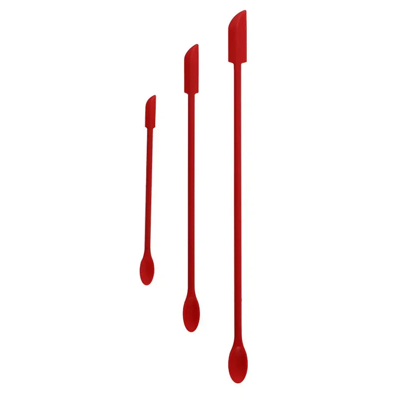 3-Piece Silicone Mini Scraper Set – Double-End Spatula & Spoon Silicone Spatula Set Axl Red26