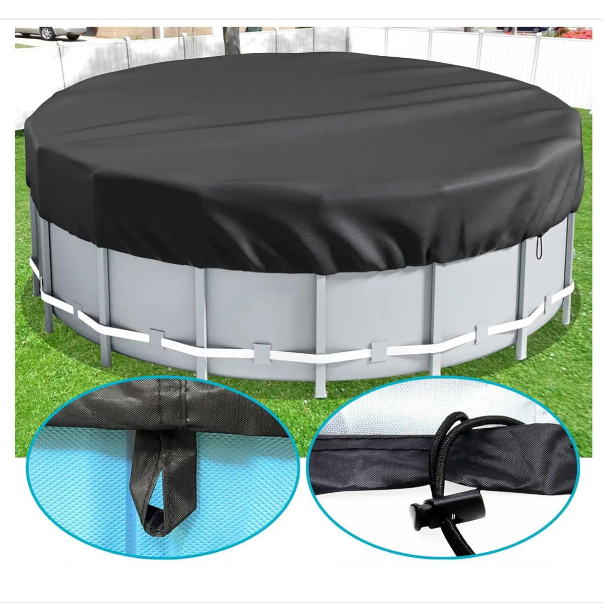 Round Pool Cover – Waterproof UV-Resistant Oxford, Foldable Round Pool Cover Axl