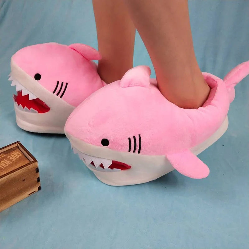 Lorilury Shark Furry Slippers – Women's Cartoon Indoor Slides Novelty Fur Slippers Axl