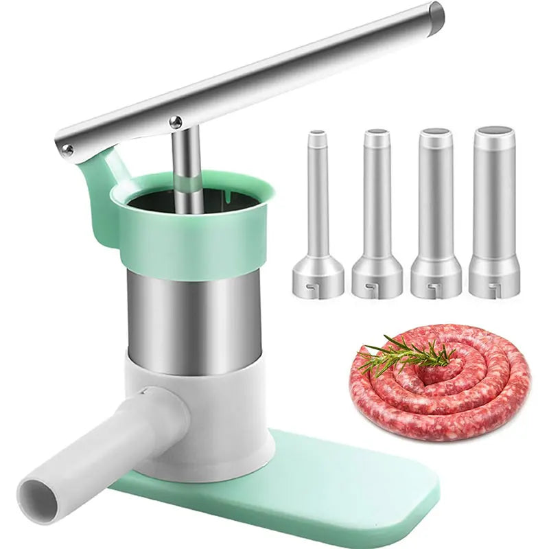 Manual Sausage Stuffer Machine – 4 Tubes, 1.1 lb Capacity Sausage Stuffer Machine Axl