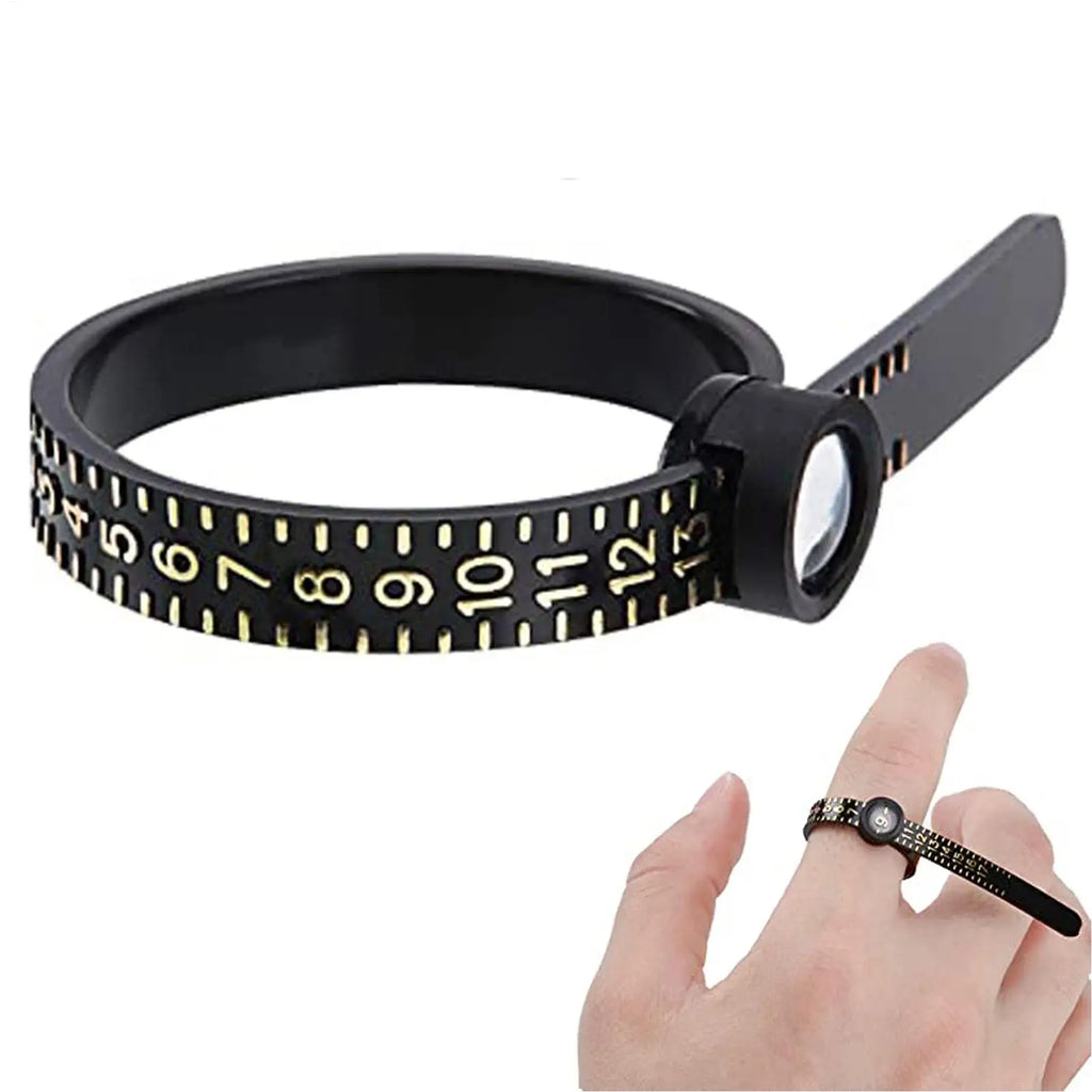 Finger Ring Sizer with Magnifying Glass | US Size 1–17 Gauge Ring Sizing Tool Axl
