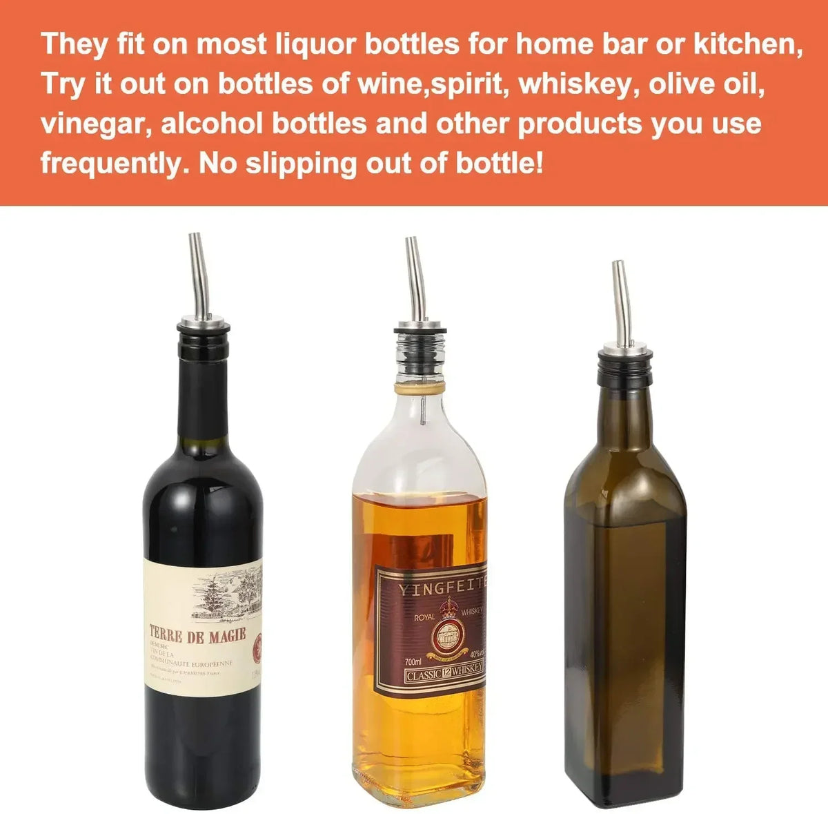 Stainless Steel Bottle Pour Spouts – Bar Cocktail Pourers Bar Pour Spout Axl