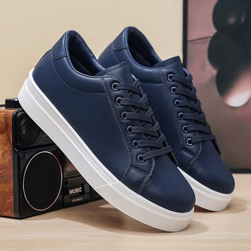 YBQJOO Men's Leather Slip-On Sneakers – Breathable Casual Shoes Men's Casual Sneakers Axl blue 39