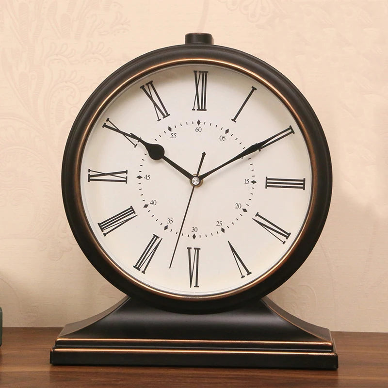 Nordic Vintage Silent Desk Clock – Large Retro Quartz Table Clock Retro Desk Clock Axl