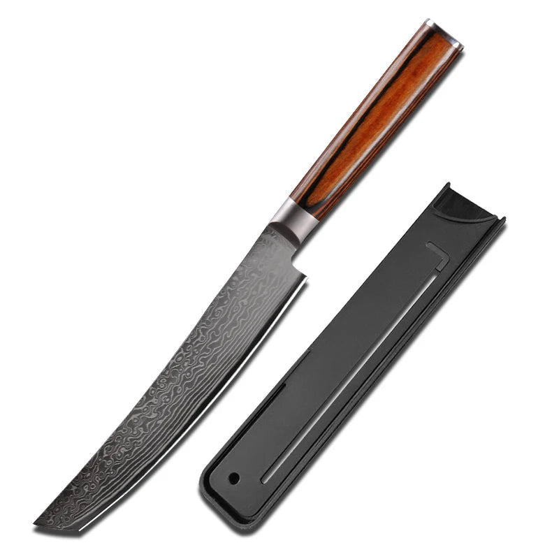 Damascus Steel Chef Knife | Kiritsuke Slicing & Boning Knife Damascus Chef Knife Axl with sheath