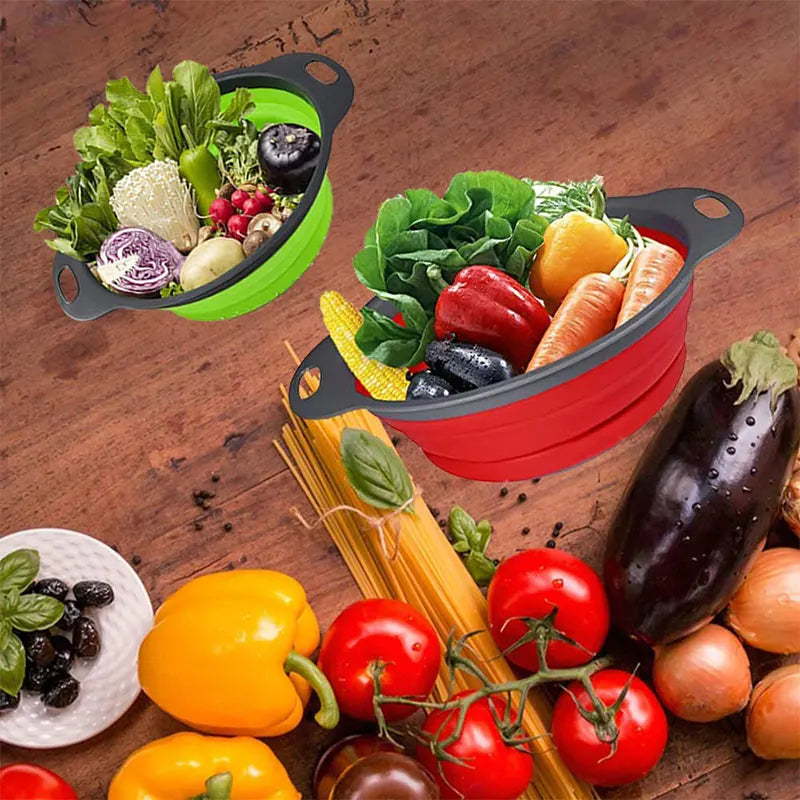 Collapsible Silicone Colander – Foldable Fruit & Veggie Strainer Collapsible Colander Axl