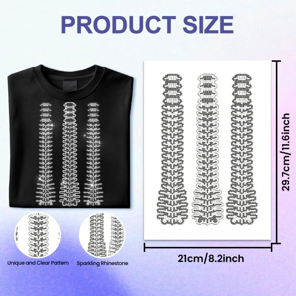 Glass Rhinestone Iron-On Appliqué Spine Pattern Sheet 29.7x21cm Iron-On Appliqué Axl