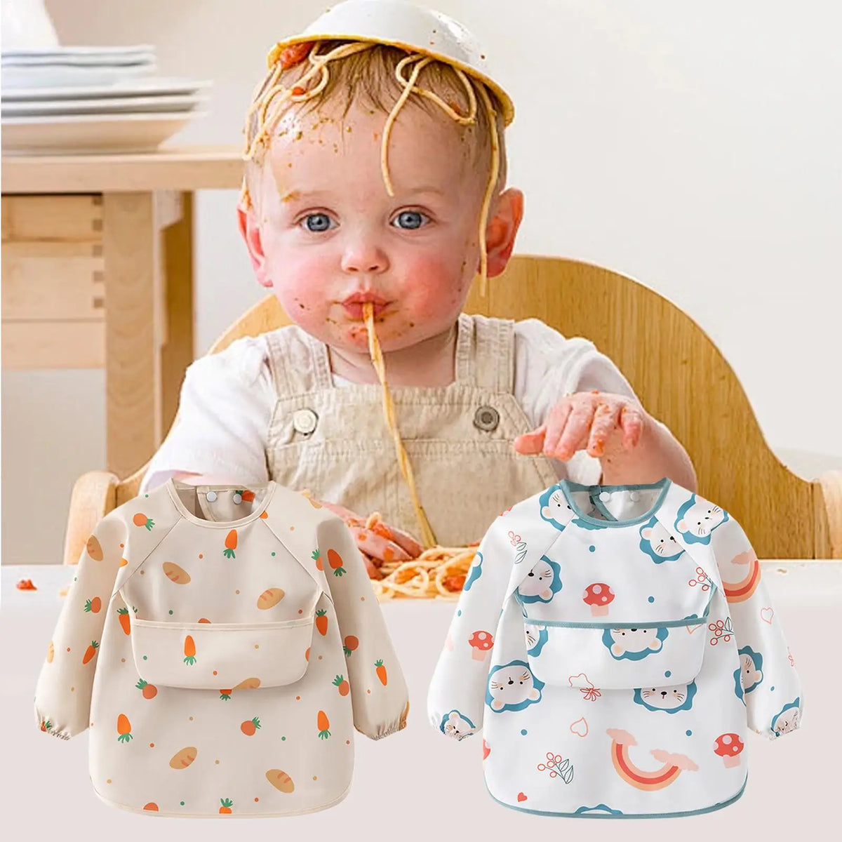 Long Sleeve Baby Smock Bib – Waterproof & Washable Toddler Bib Baby Smock Bib Axl