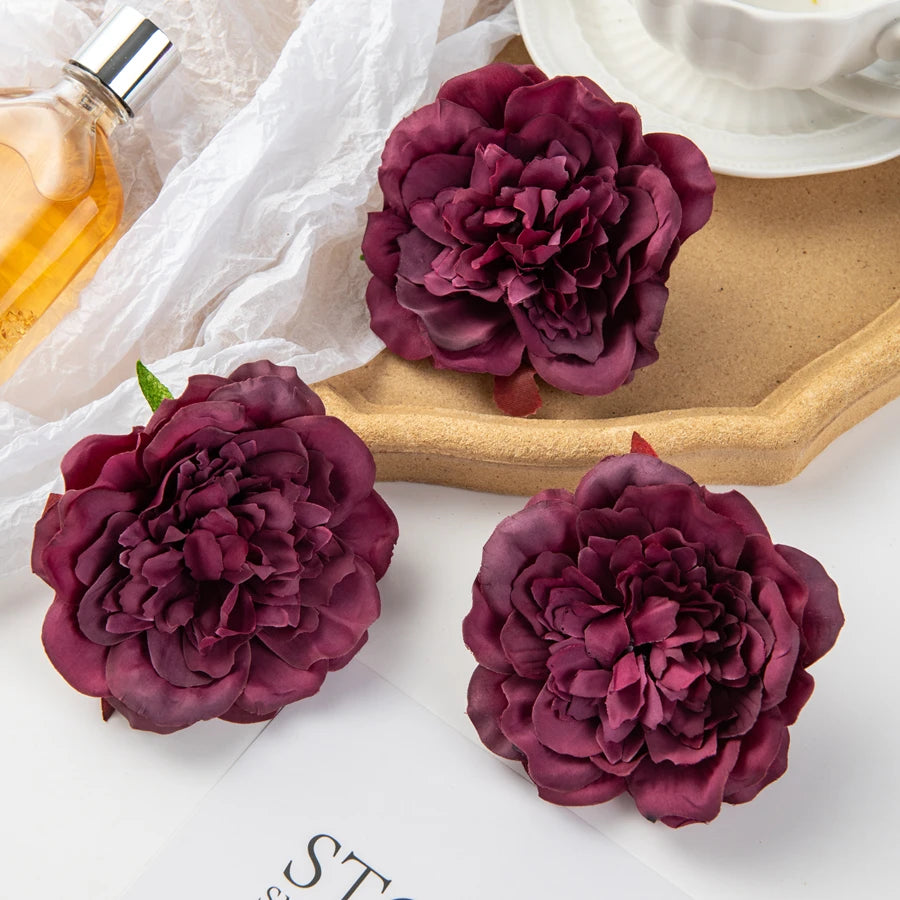 Silk Dahlia Peony Artificial Flowers 5/10 Pcs – Wedding Decor Artificial Flowers Axl Burgundy 5pieces