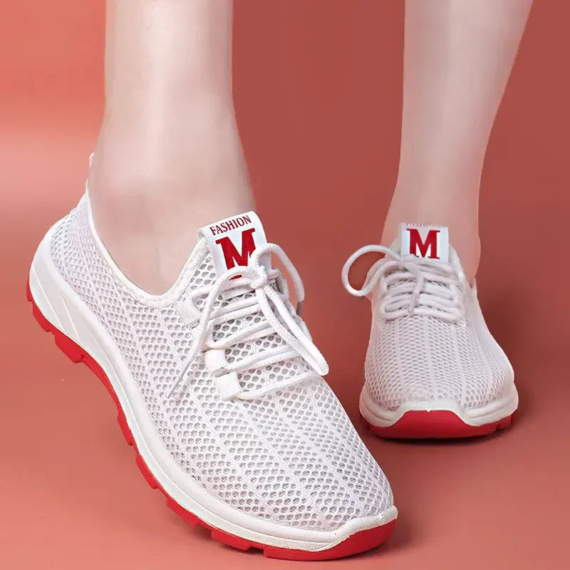 Women's Vulcanized Sneakers – Breathable Mesh Low-Top Shoes Women's Sneakers Axl