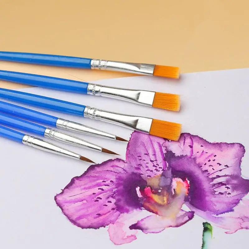Nylon Painting Brushes Set – Round & Flat for Oil Acrylic Watercolor Art Brush Set Axl