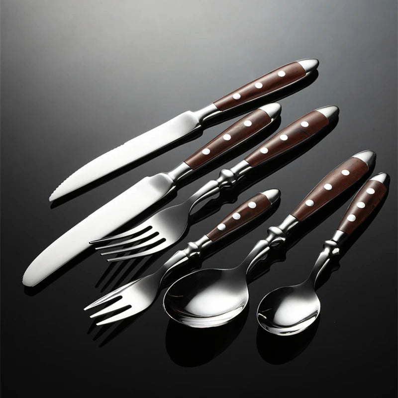 6-Piece Stainless Steel Flatware Set – Knife, Fork & Spoon Flatware Cutlery Set Axl