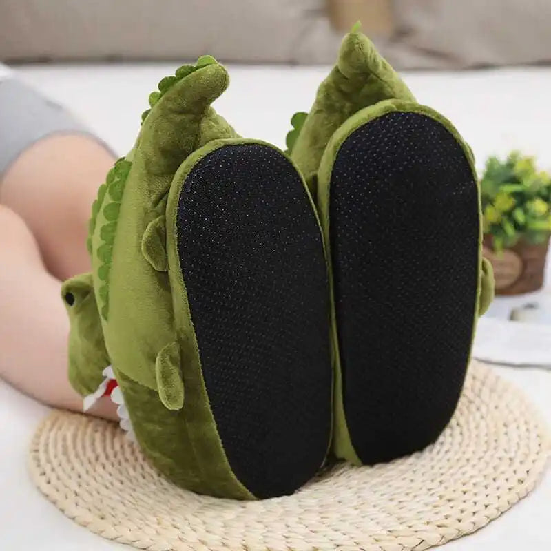 Women's Fuzzy Crocodile Plush Slippers | Slip-On Loafers Sz 5–10 Novelty Plush Slippers Axl