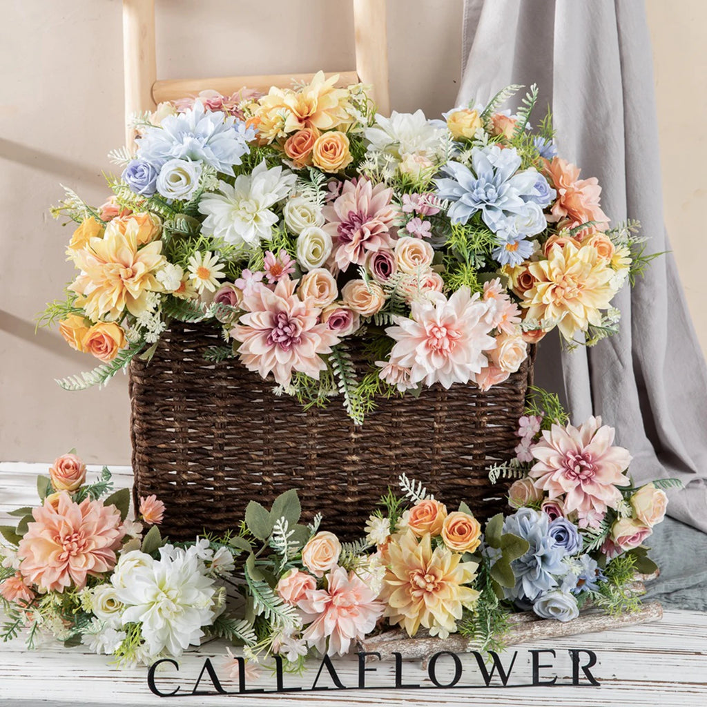 Artificial Silk Dahlia Rose Bouquet – Wedding & Home Decor Artificial Flower Bouquet Axl