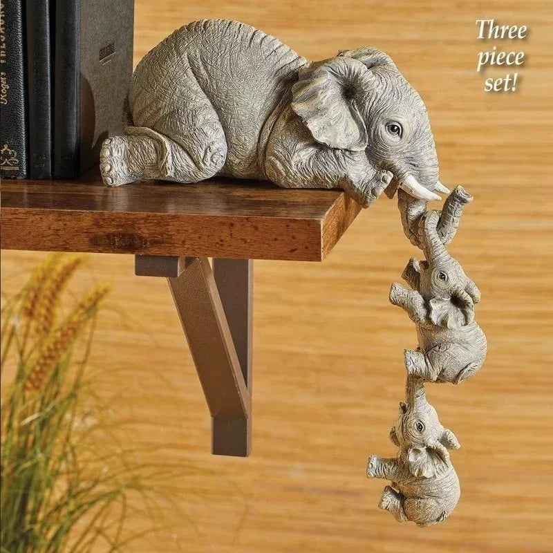 Cute Elephant Figurines Set of 3 – Shelf Edge Resin Decor Resin Figurine Set Axl