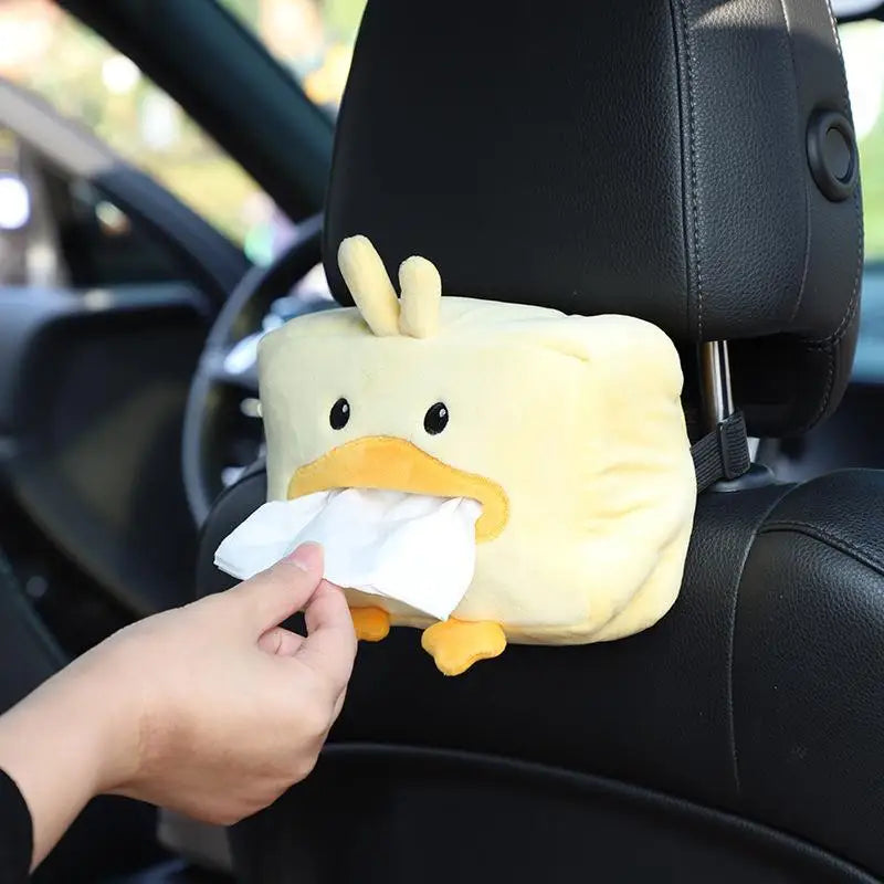 Cartoon Plush Tissue Box Holder – Car Armrest & Backseat Cover Car Tissue Holder Axl