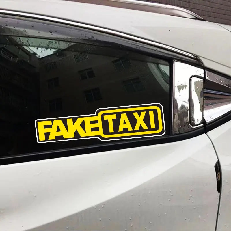 Funny Fake Taxi Car Window Sticker – 4-Pack PVC Vinyl Decal Car Window Decal Axl