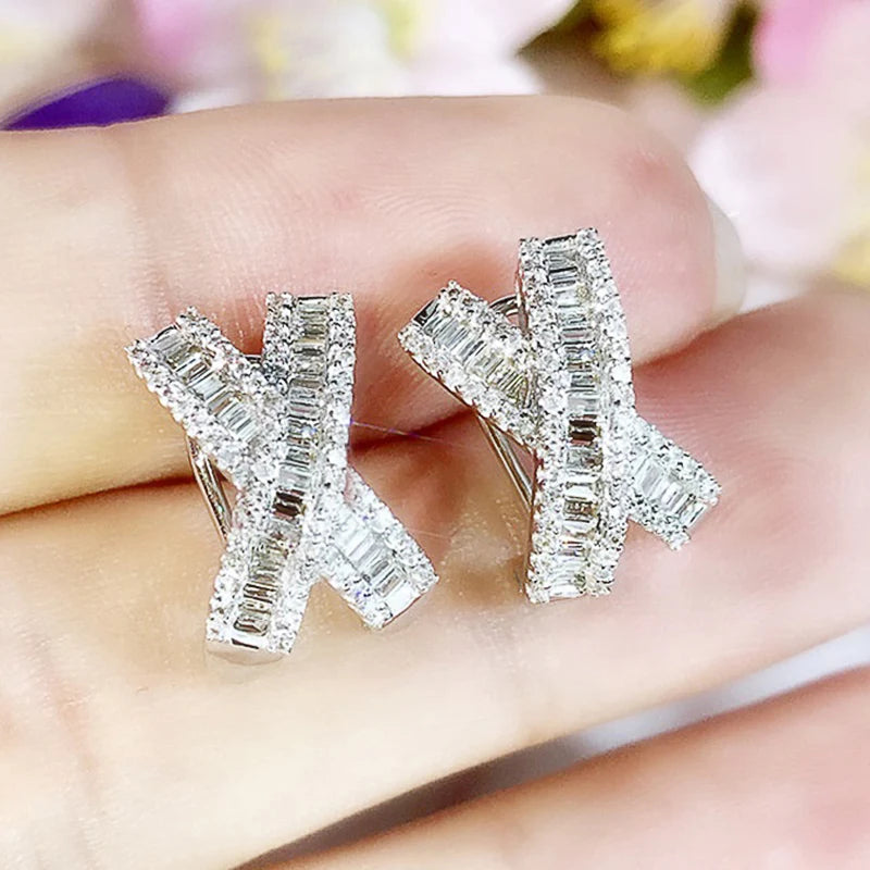Huitan X Cross CZ Stud Earrings – Sparkling Women's Jewelry CZ Stud Earrings Axl E1680