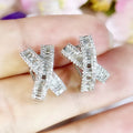 Huitan X Cross CZ Stud Earrings – Full Paved Cubic Zirconia CZ Stud Earrings Axl E1680