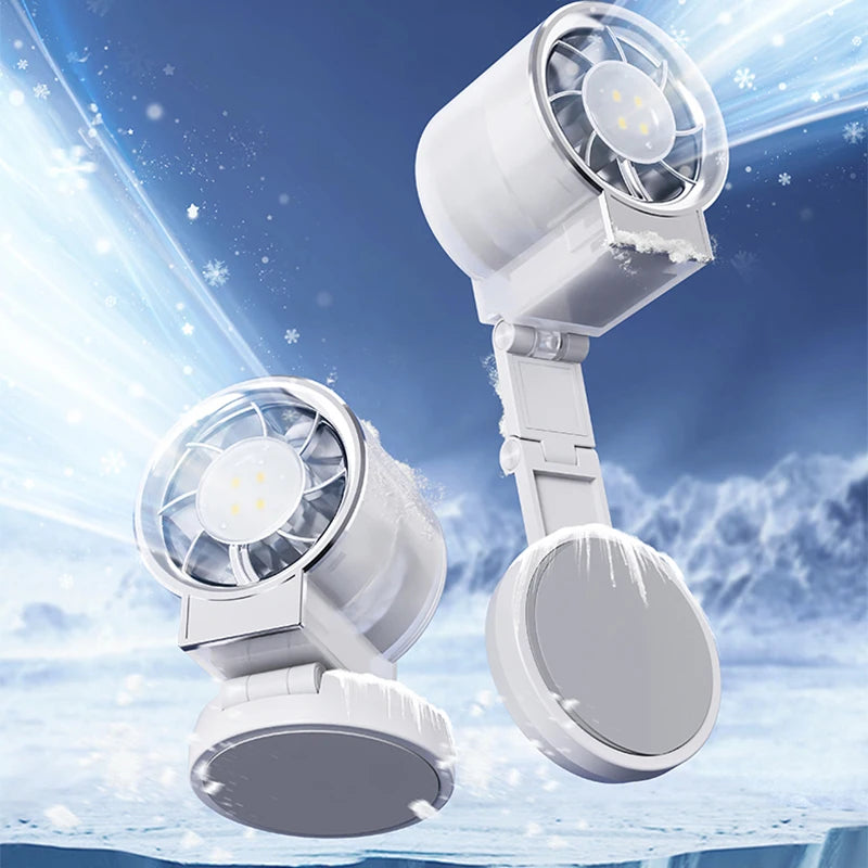 Foldable Magnetic Mini Fan – 3-Speed & LED Light | White Portable Mini Fan Axl