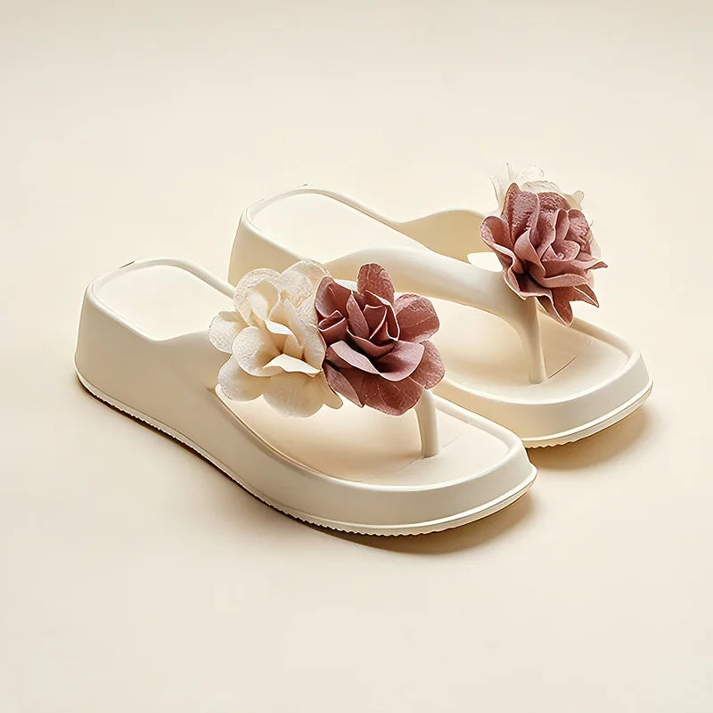 Women's Floral Platform Sandals – Thick Sole Beach Slides Platform Sandals Axl