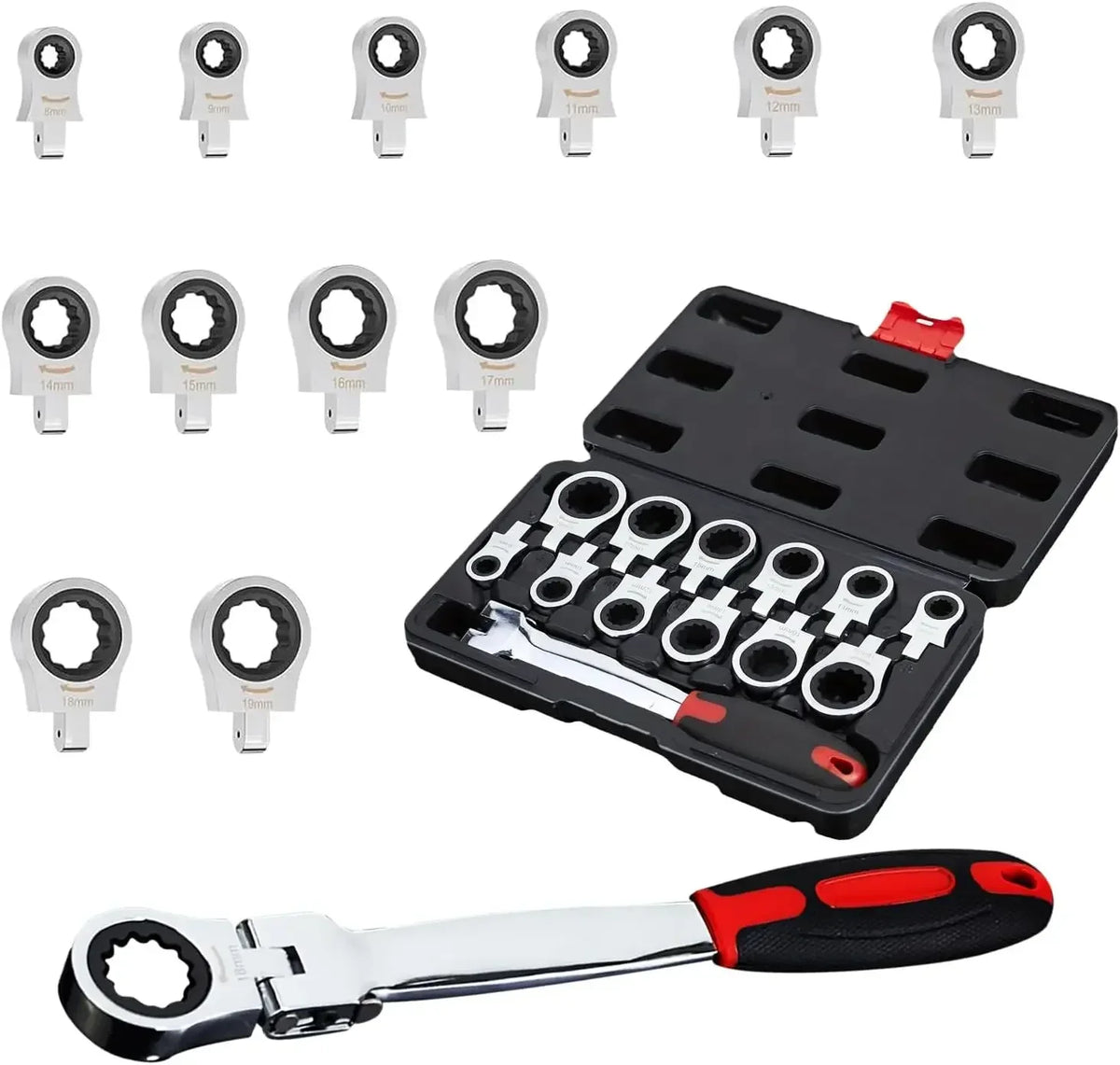 6-in-1 Ratcheting Wrench Set – Chrome Vanadium Steel Tool Kit Ratcheting Wrench Set Axl