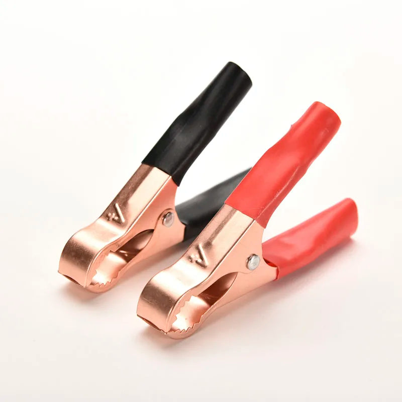 2Pcs Alligator Clamp Clips 50A 80mm – Red & Black Battery Leads Alligator Clamp Clips Axl