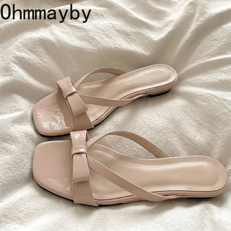Women's Low Heel Square Toe Slides – Lightweight Summer Slippers Women's Slide Slippers Axl