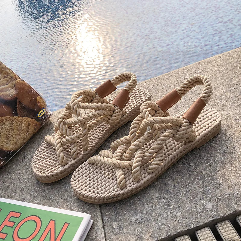 YBQJOO Women's Woven Roman Gladiator Sandals – Beach Slides Women's Sandals Axl