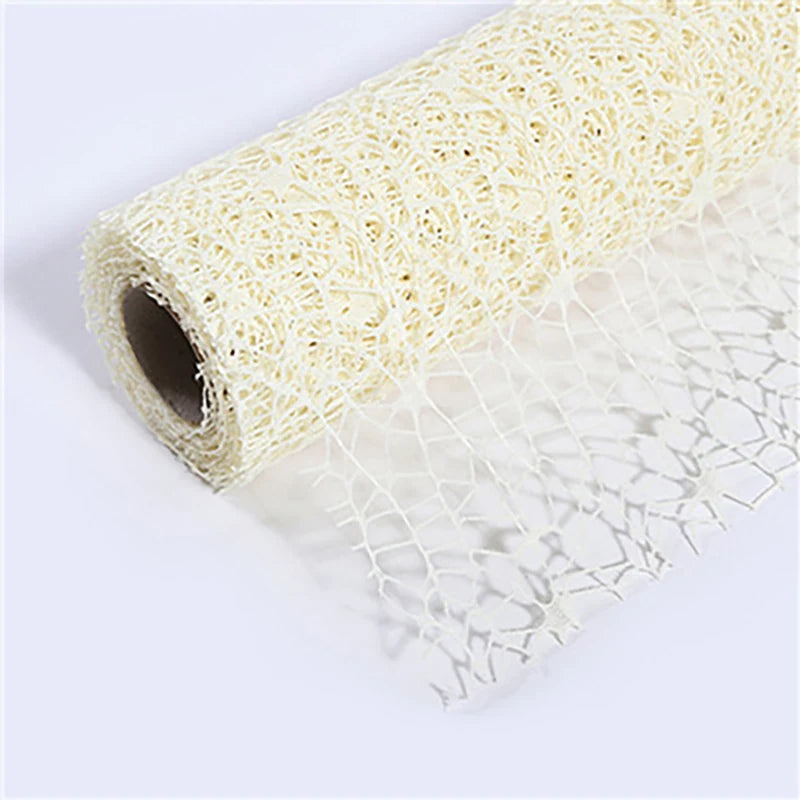 Floral Mesh Wrapping Paper Roll – Hollow Net Bouquet Wrap Bouquet Wrapping Paper Axl cream white