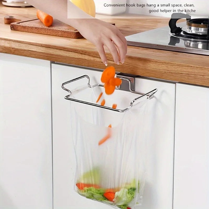 Cabinet Door Trash Can – 304 Stainless Steel Garbage Bag Holder Cabinet Trash Can Rack Axl