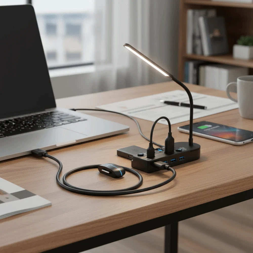 4-Port USB 3.0 Hub 5Gbps with Switch & Long Cable USB Hub Axl