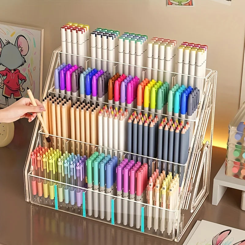 Large Capacity Pen Holder – Multi-Compartment Desk Organizer Desk Pen Organizer Axl