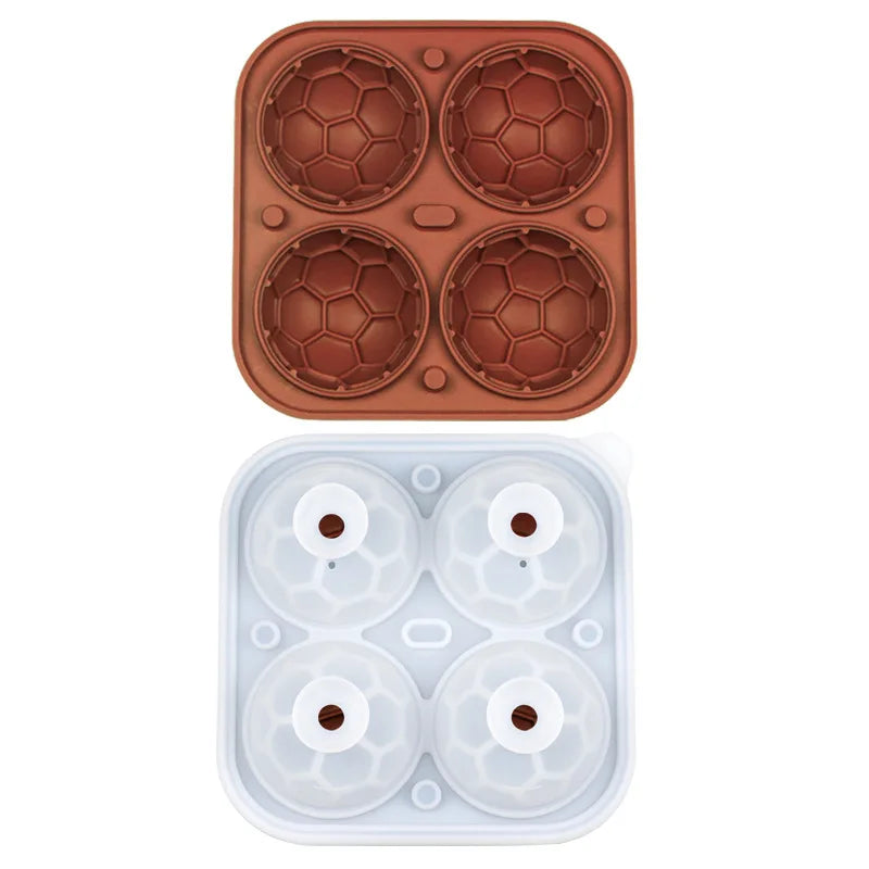 Football Ice Cube Mold – 4-Grid Silicone Tray with Lid | KEMORELA Silicone Ice Cube Mold Axl Coffee Brown