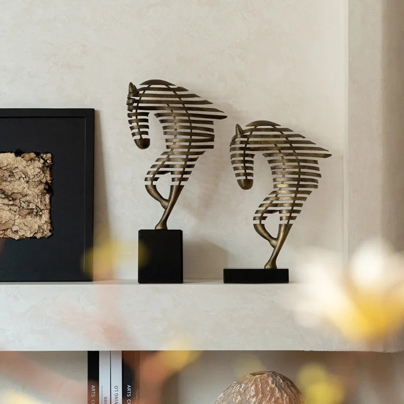Horse Head Metal Figurine | Modern Desktop Sculpture Home Decor Metal Sculpture Figurine Axl