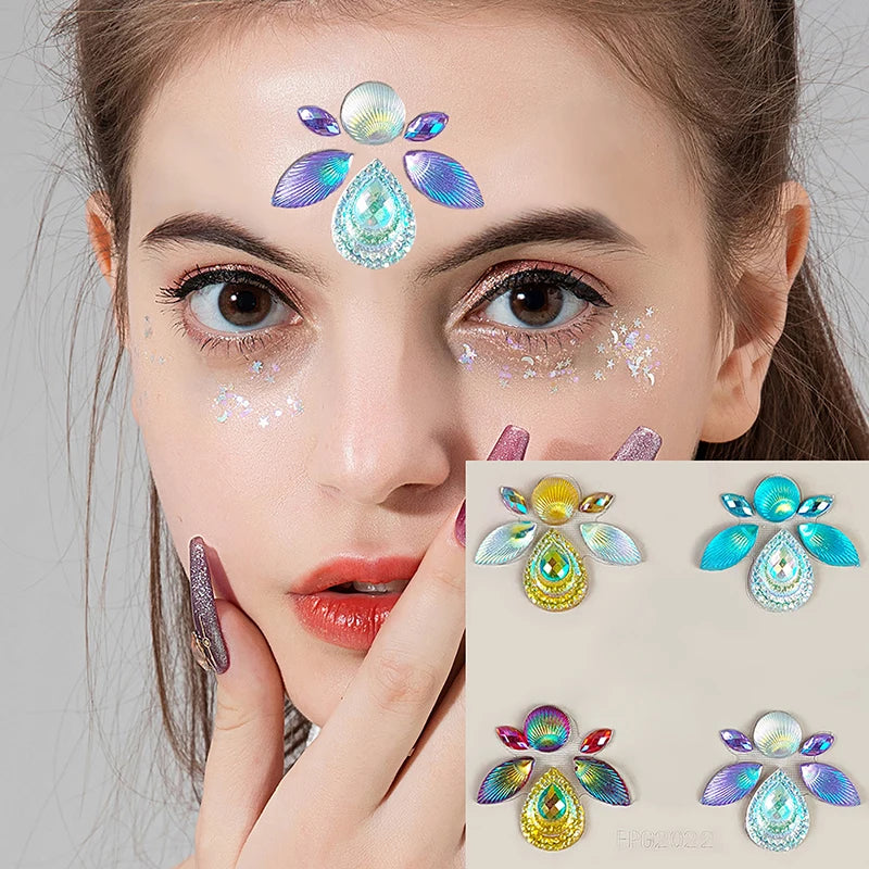 3D Face Rhinestone Stickers – Crystal Body Art Jewels 8 Styles Body Art Stickers Axl