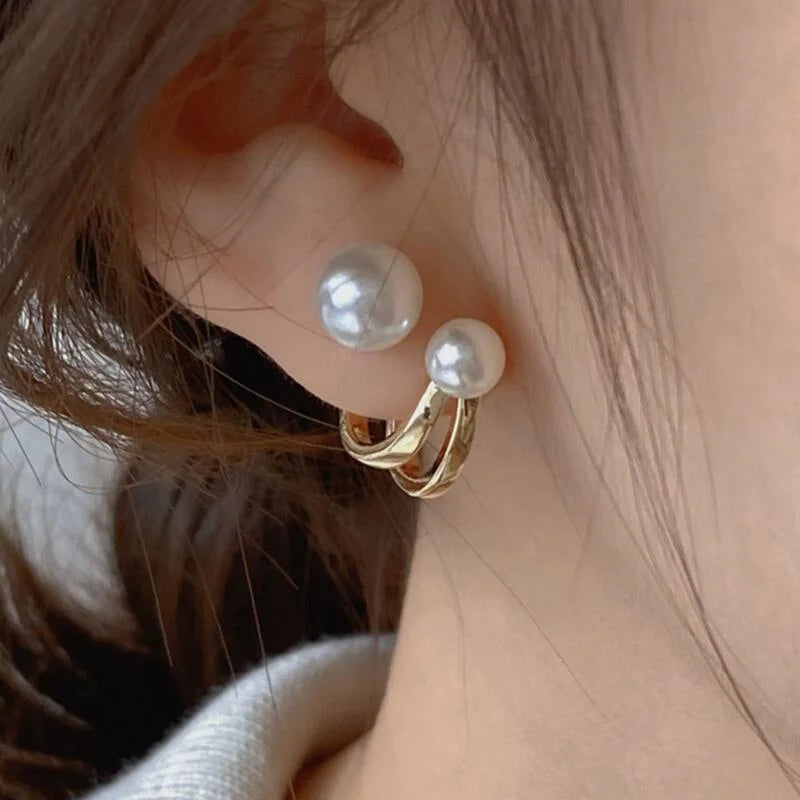 Vintage Pearl Rhinestone Flower Stud Earrings for Women Stud Earrings Axl