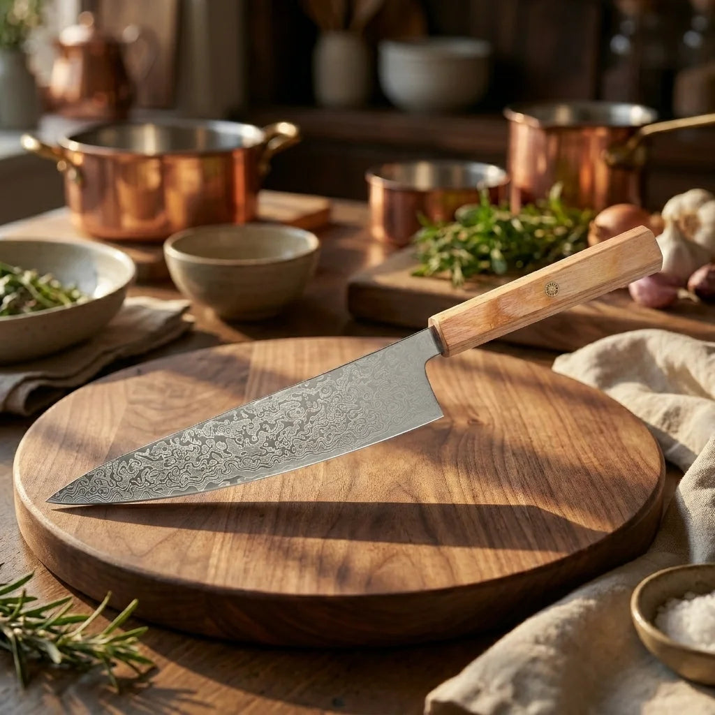 Damascus Steel Chef Knife – Japanese 21cm Kitchen Blade Damascus Chef Knife Axl