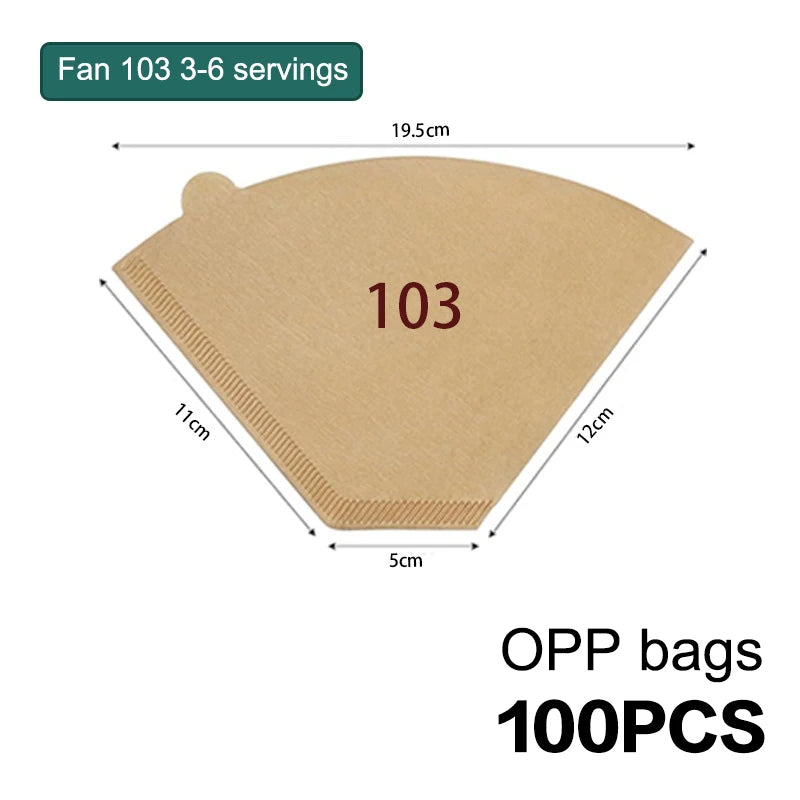 V-Shaped Wood Pulp Coffee Filter Papers – 50 or 100 Pack Coffee Filter Papers Axl A10