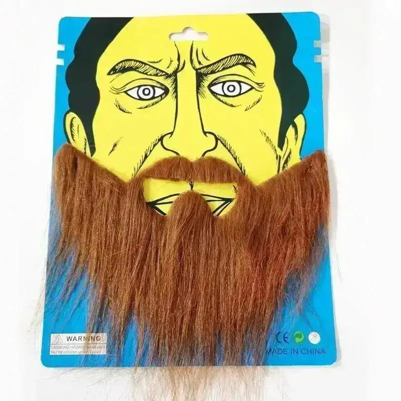 Fake Beard & Mustache Set – Santa Halloween Costume Kit Costume Accessory Set Axl Brown 1Pcs