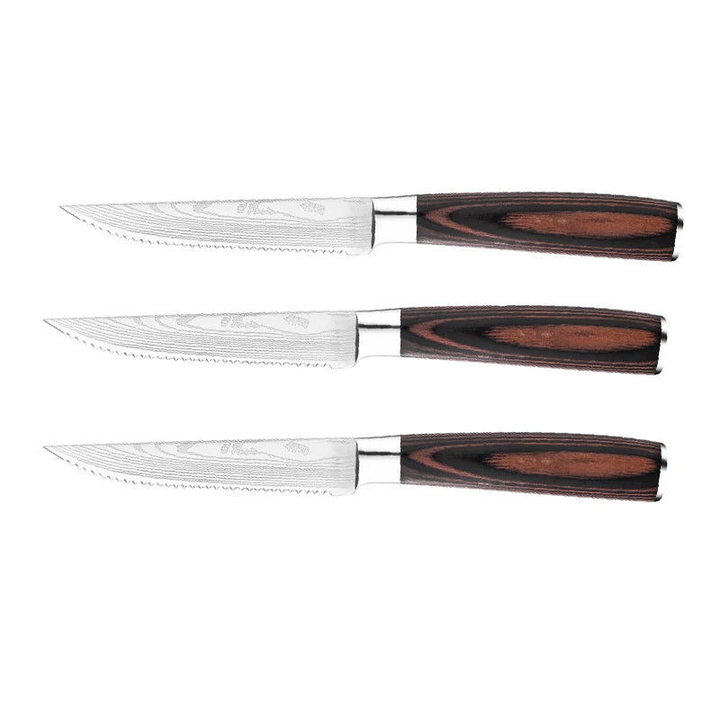 Stainless Steel Serrated Steak Knife with Plastic Handle Serrated Steak Knife Axl 3pcs