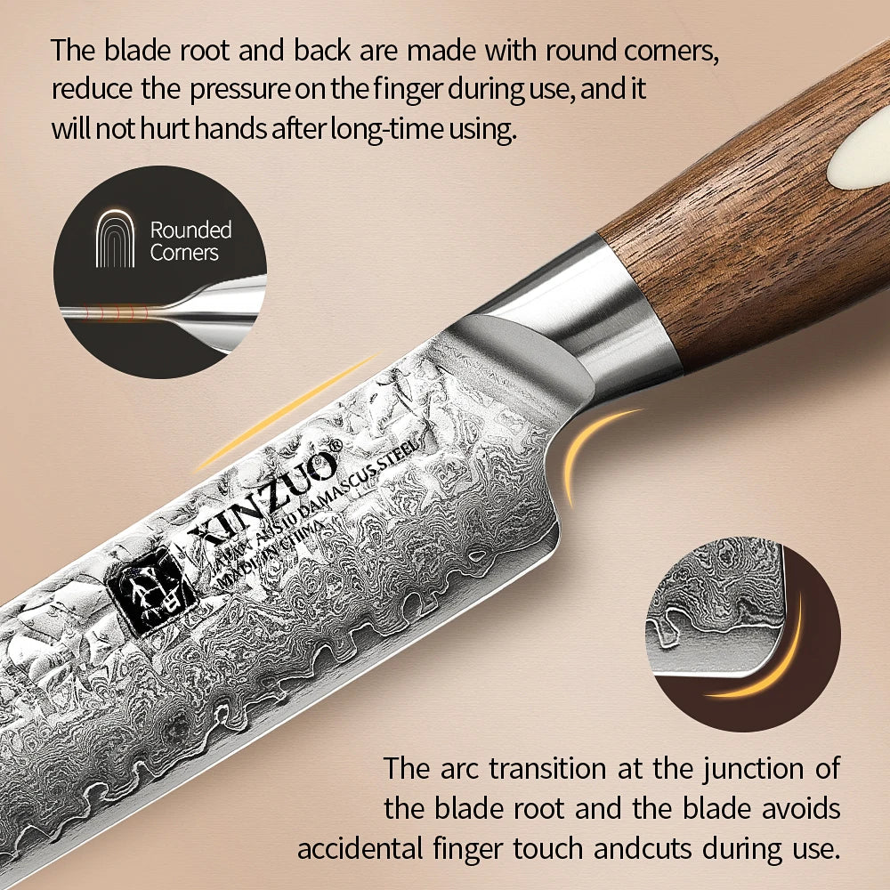 XINZUO 10-Inch Damascus Carving Knife | 67-Layer AUS10 Steel Damascus Carving Knife Axl