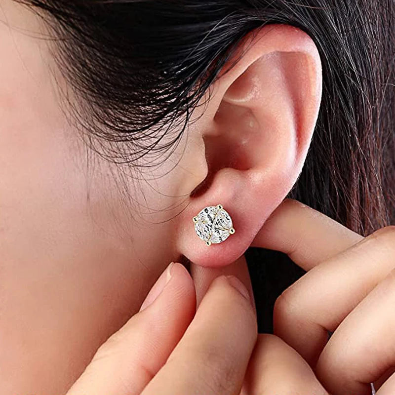 Huitan Cubic Zirconia Stud Earrings – Unisex Fashion Jewelry Stud Earrings Axl