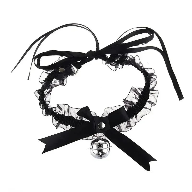 Gothic Lace Bow Bell Choker Necklace – Women's Party Jewelry Choker Necklace Axl
